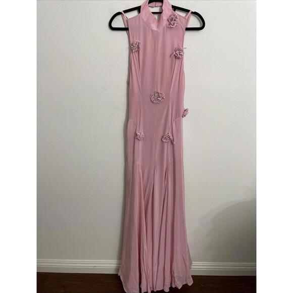 La Fuori Backless Maxi Dress in Ostrich Feather Pink XS NWT $780msrp - Picture 6 of 14